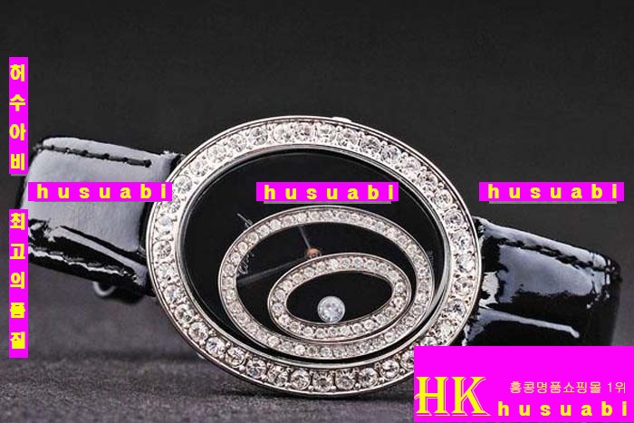 ĵ ڽð Replica Chopard Japanese Quartz MOVEMENT Polished Case Oval shaped Diamond Bezel Black Bracelet Women. sa-17